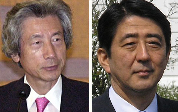 Zwei gern gesehene Yasukuni-Besucher: Koizumi und Abe.