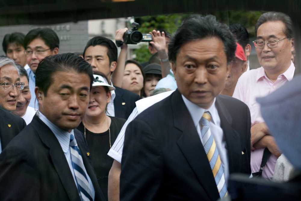 Yukio Hatoyama bei einem Wahlkampfauftritt im August 2009.