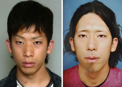 Das Bild rechts zeigt den flüchtigen Tatverdächtige Tatsuya Ichihashi vor der letzten Operation. Das Bild links wurde früher aufgenommen.
