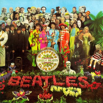 Eine Spielwiese der Deutungen: Das Albumcover von «Sgt. Pepper's Lonely Hearts Club Band». Über dem «S» ist ganz klein der Fernseher zu sehen.