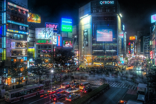 Ein Wahrzeichen Tokios: Shibuya-Crossing.