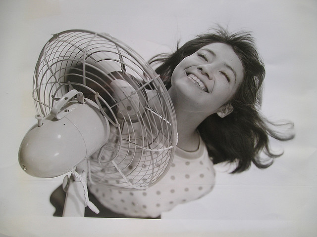 Eine Werbung für Ventilatoren in Japan