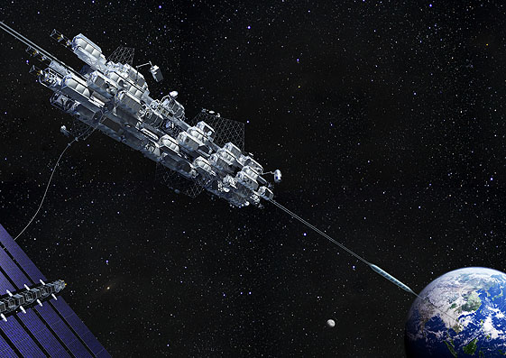 Ein bisschen Science-Fiction: So könnte der Weltraumlift von Obayashi dereinst aussehen.