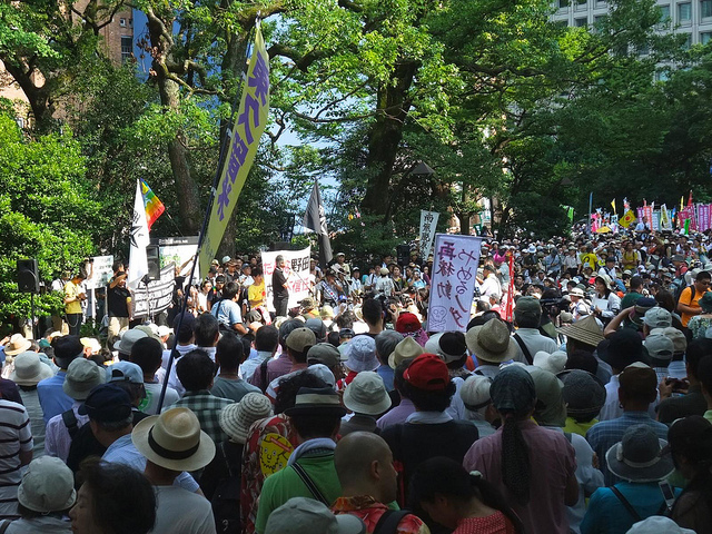 Eine Anti-AKW-Demo im Hibiya-Park am 29. Juli 2012.