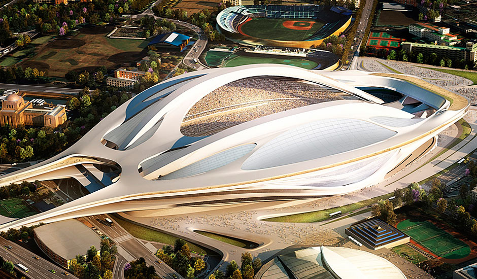 Der Designentwurf des neuen Nationalstadions in Tokio.