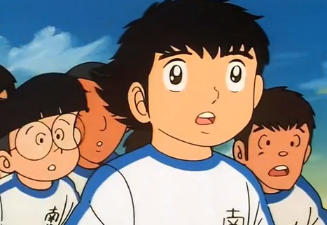 Eine Szene aus der Serie Captain Tsubasa.
