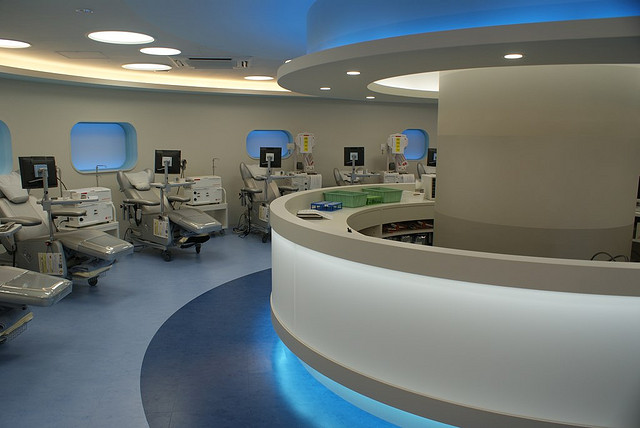 Wie in einem Raumschiff: Die futuristische Architektur des Blutspendezentrums.