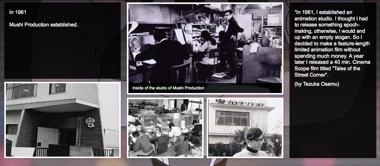 Bilder aus der Anfangszeit von Osamu Tezukas Anime-Studio.