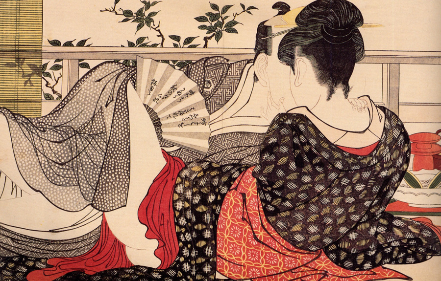 «Liebhaber im oberen Stock» vom grossen Kitagawa Utamaro ist wohl eines der berühmtesten Shunga-Werke.