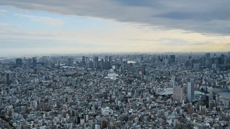 Ein Blick von oben auf die Megastadt Tokio.