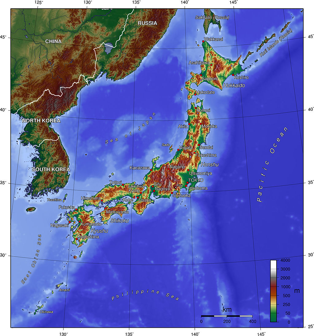 Zum Vergleich: eine korrekte Karte von Japan.