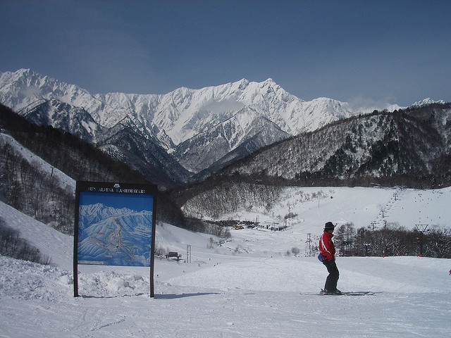 Skifahren in Kashimayari der Präfektur Nagano.