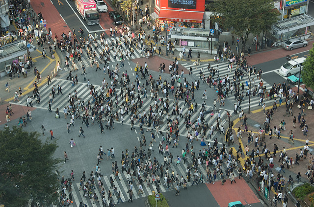 So sieht der Shibuya Crossing von oben aus.