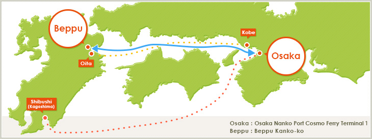 Von Osaka bis nach Kyushu.
