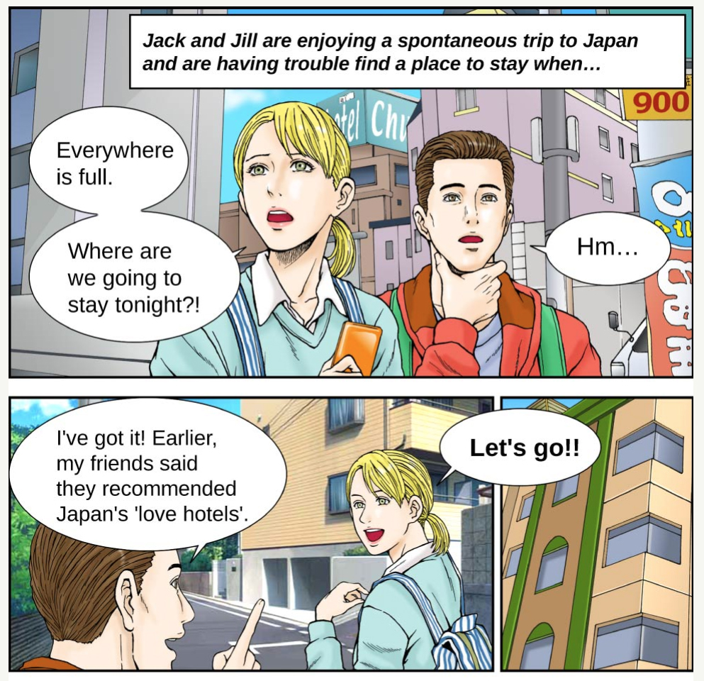 Ein Manga erklärt den Love-Hotel-Besuch.