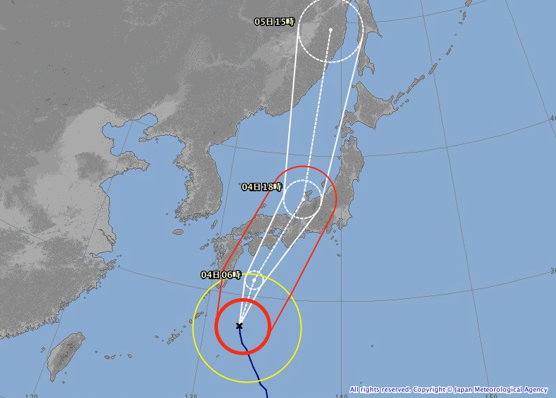 Die wichtige Taifun-Karte der Wetterbehörde.