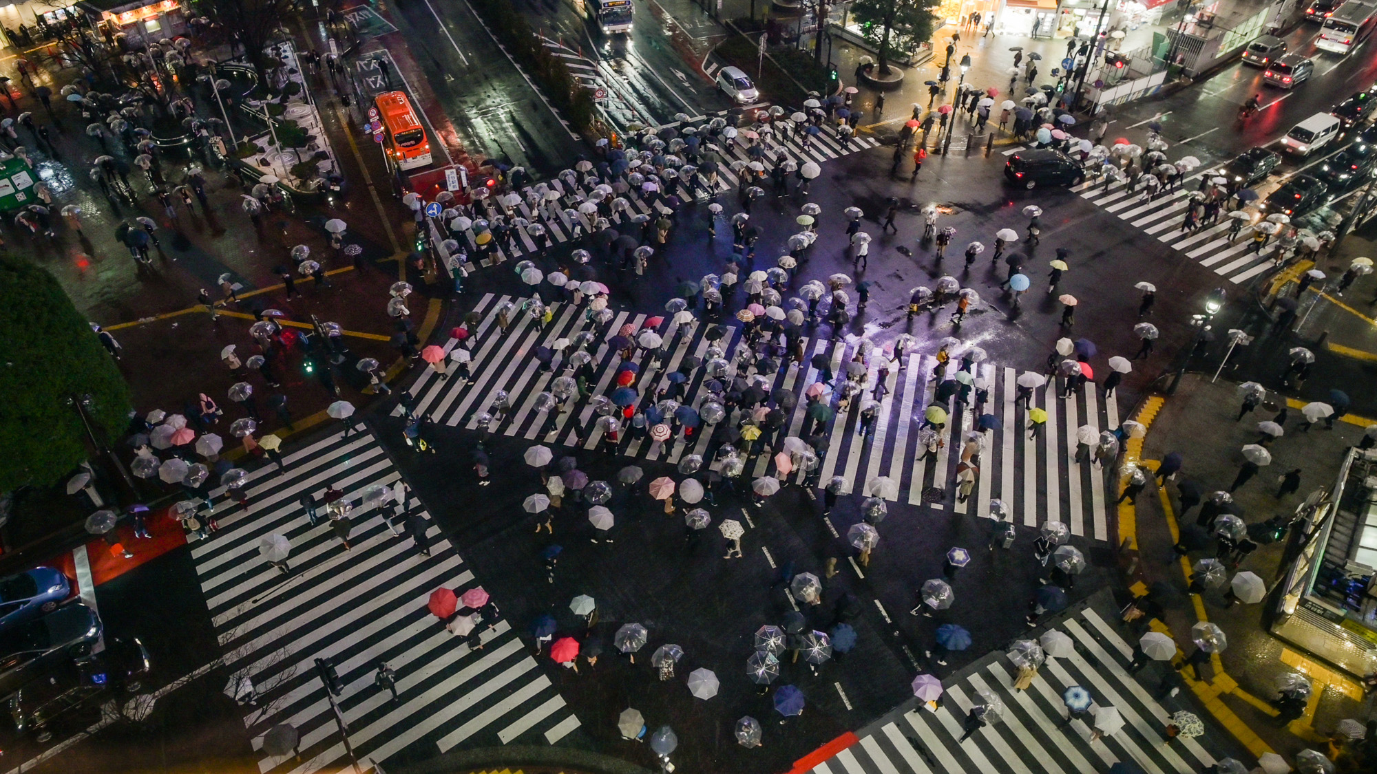 Shibuya im Regen.