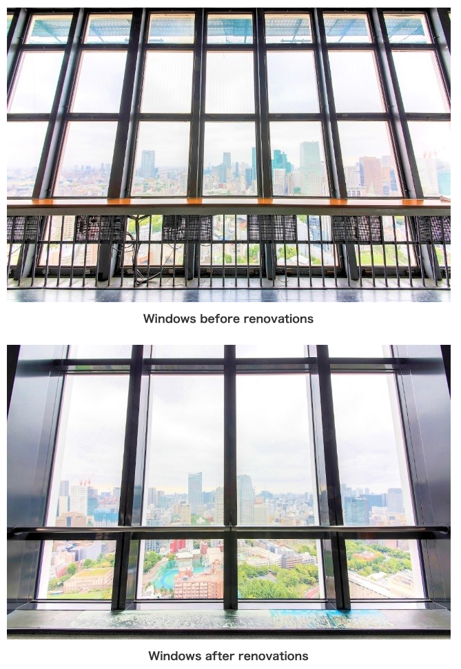 Die Fenster vor und nach der Renovation.
