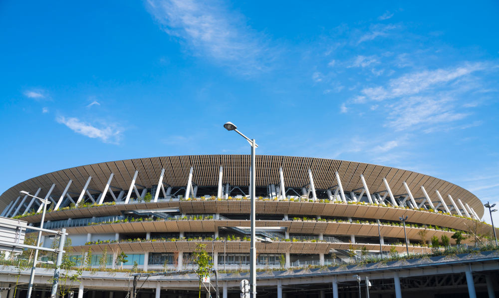 Viel Grün und viel Holz: Das Neue Nationalstadion in Tokio.