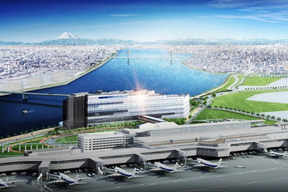 Der Komplex Haneda-Airport-Garden ist direkt verbunden mit dem internationalen Terminal.
