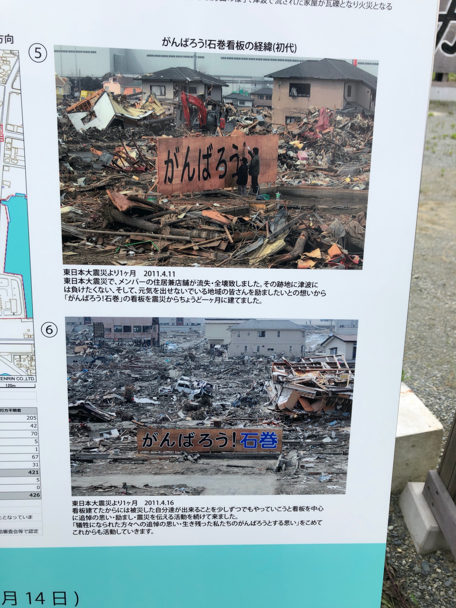 Nur einen Monat nach der Tsunami-Katastrophe entstand die Tafel, die seither mehrmals erneuert wurde.