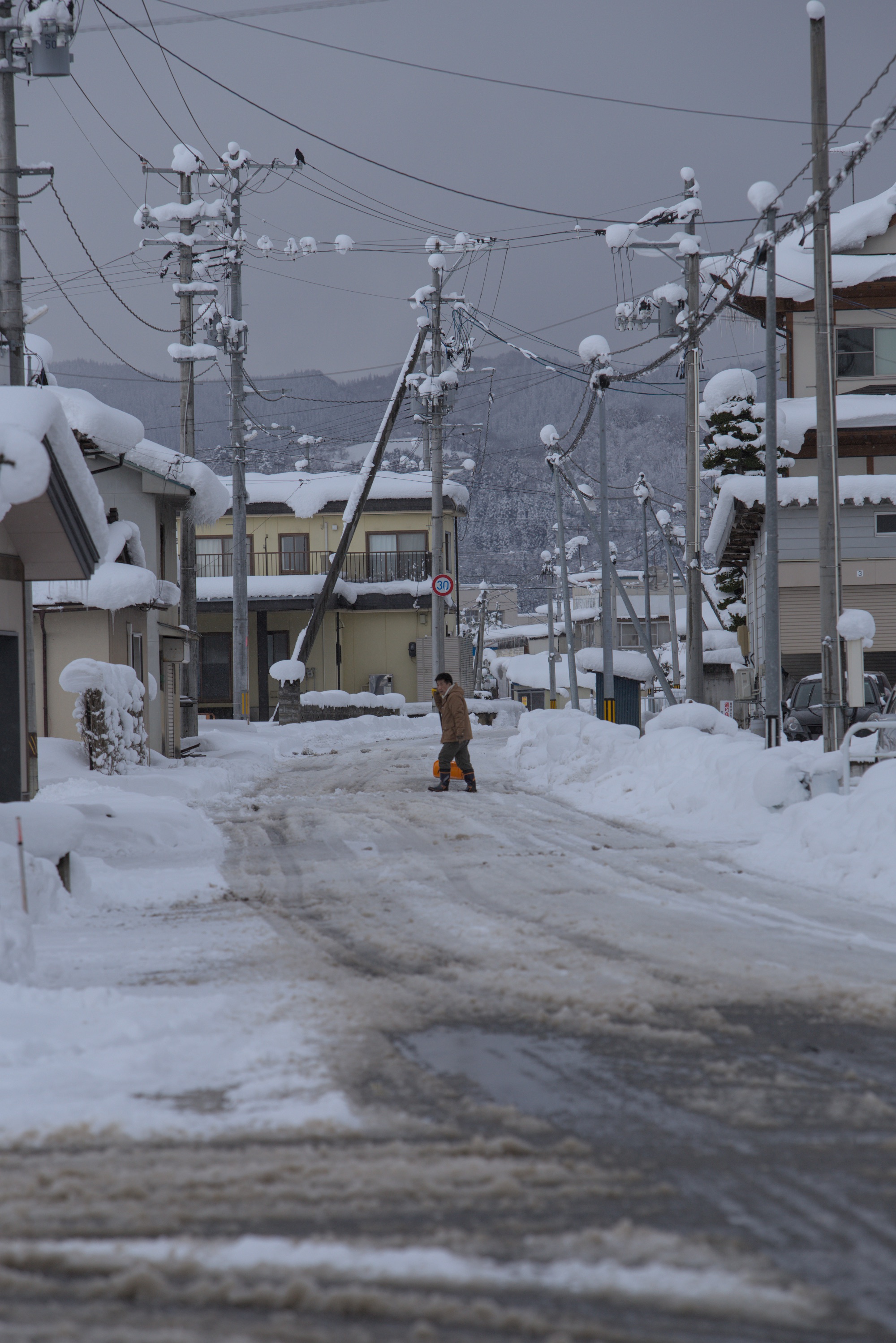 Wintereinbruch am 16. Dezember 2020 in der Präfektur Yamagata.