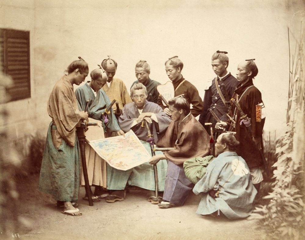 Samu­rai aus Sats­u­ma wäh­rend des Boshin-Krie­ges 1868.