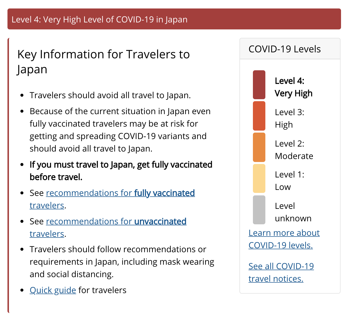 Nun gilt auch für Japan die höchste Warnstufe 4.