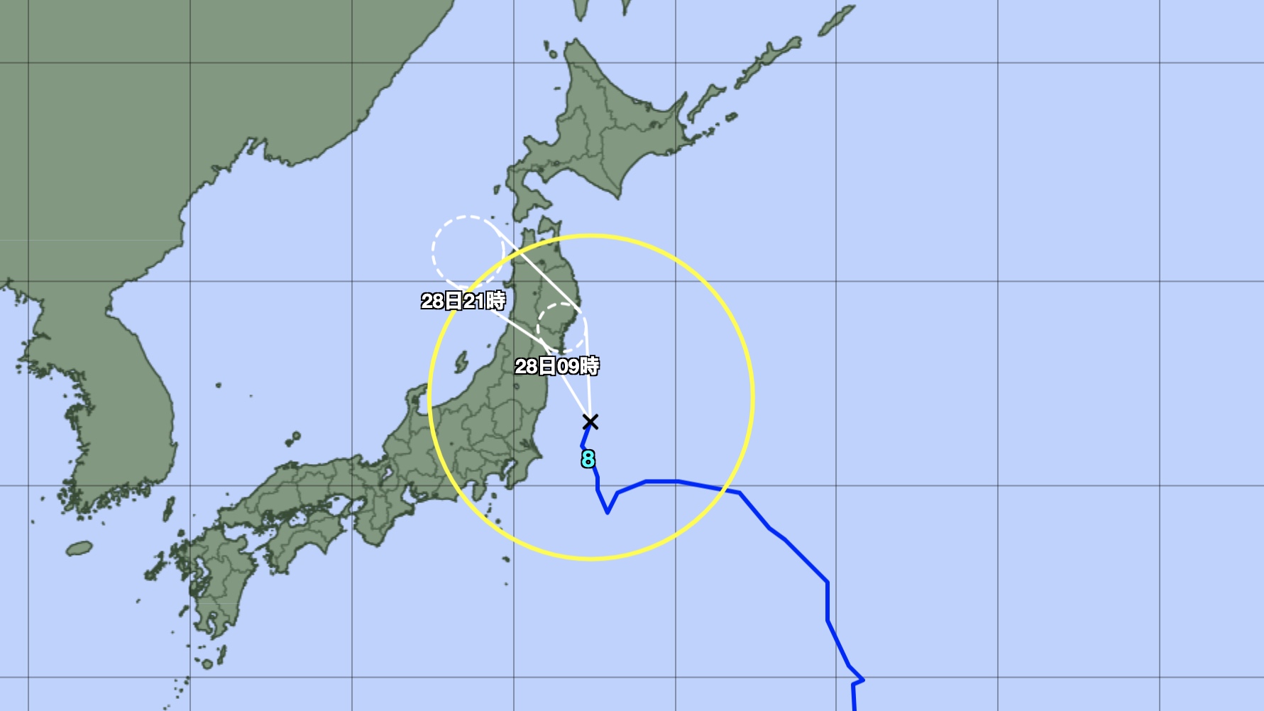 Taifun Nummer 8: Die Prognose vom 27. Juli 2021.