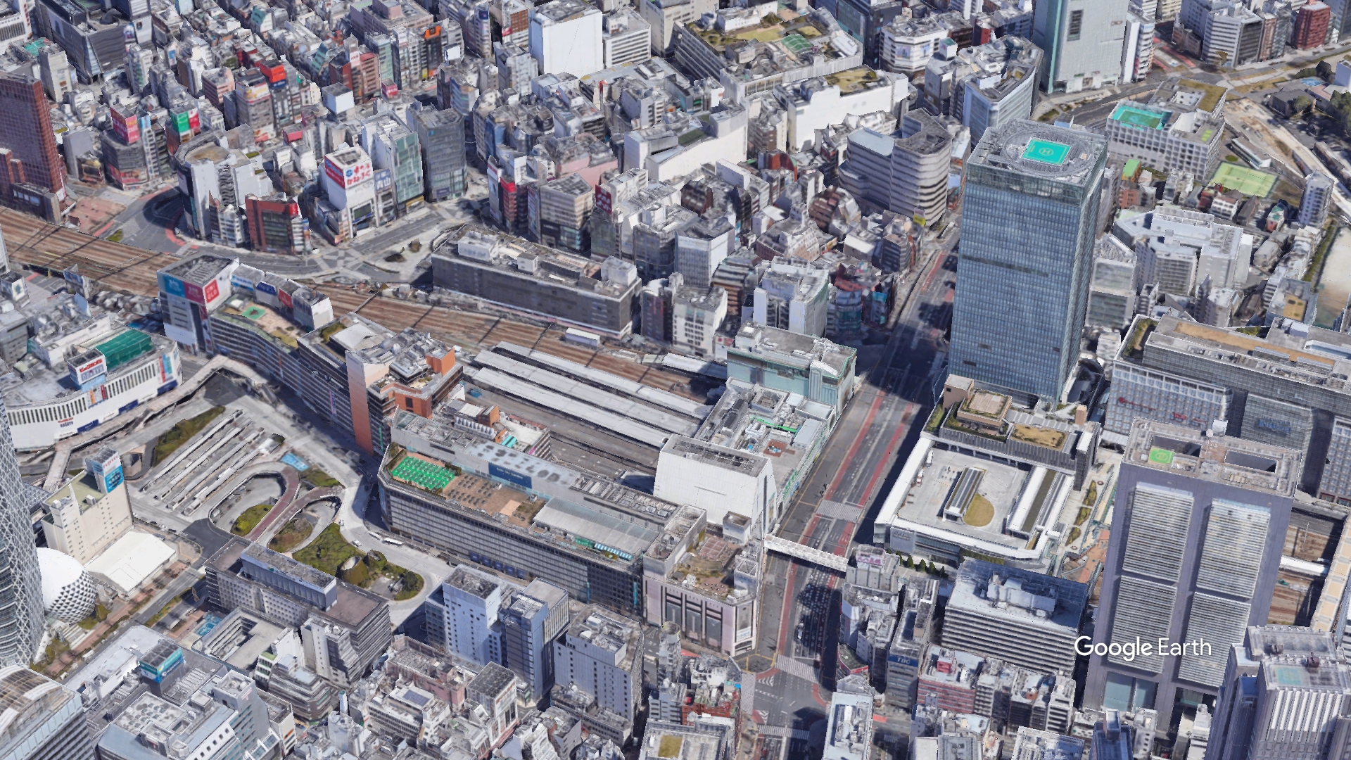 Der Bahnhof Shinjuku von oben.
