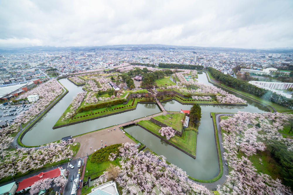 Die ehemalige Festung von Hakodate im Frühling.
