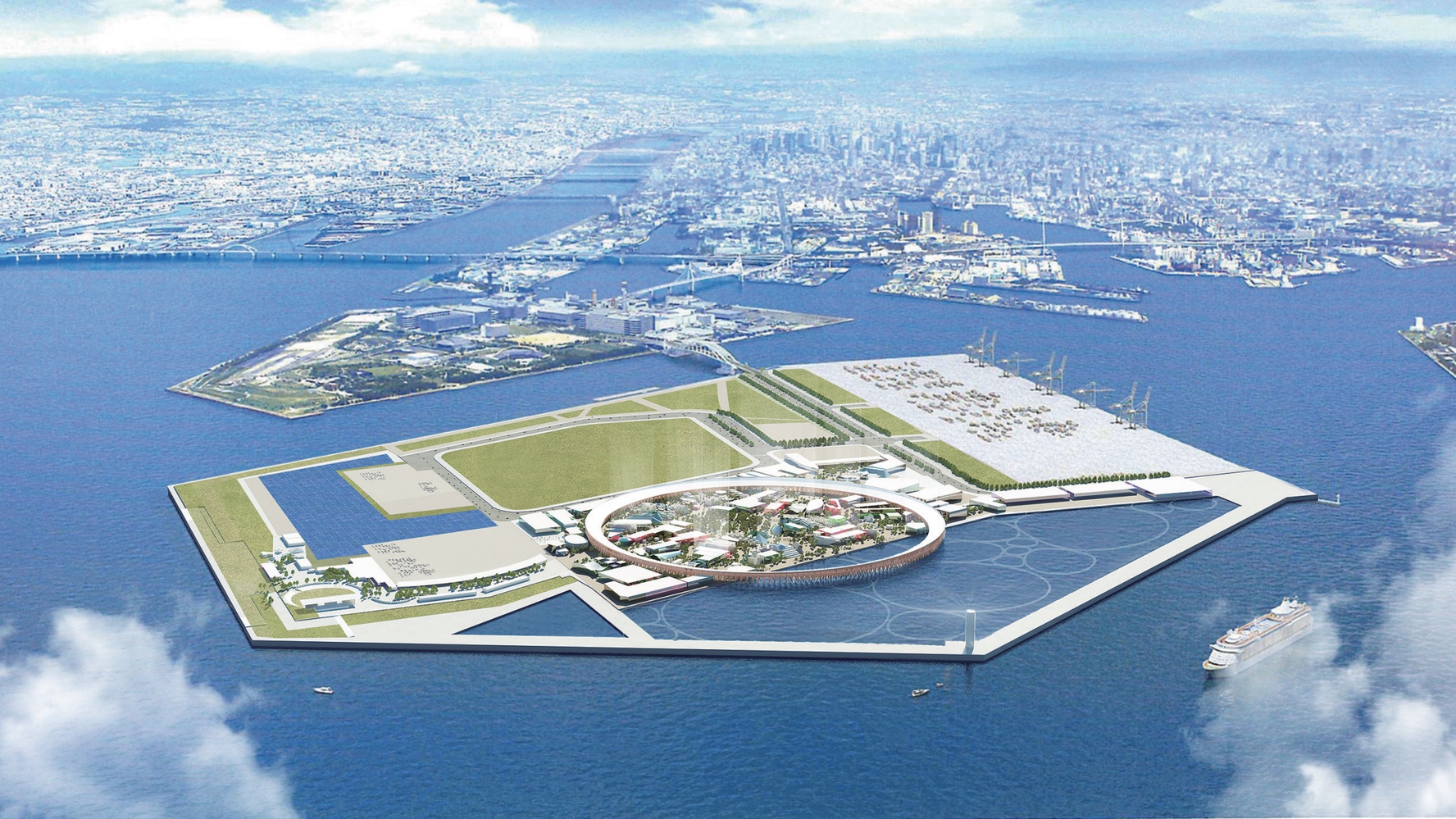 So wird das Expo-Gelän­­de von Osa­ka aus­se­hen.