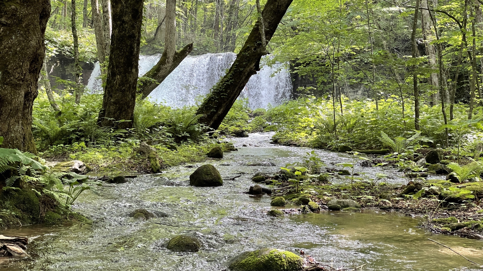 Die Chōshi-Ōtaki-Wasserfälle im oberen Bereich des Flusses.