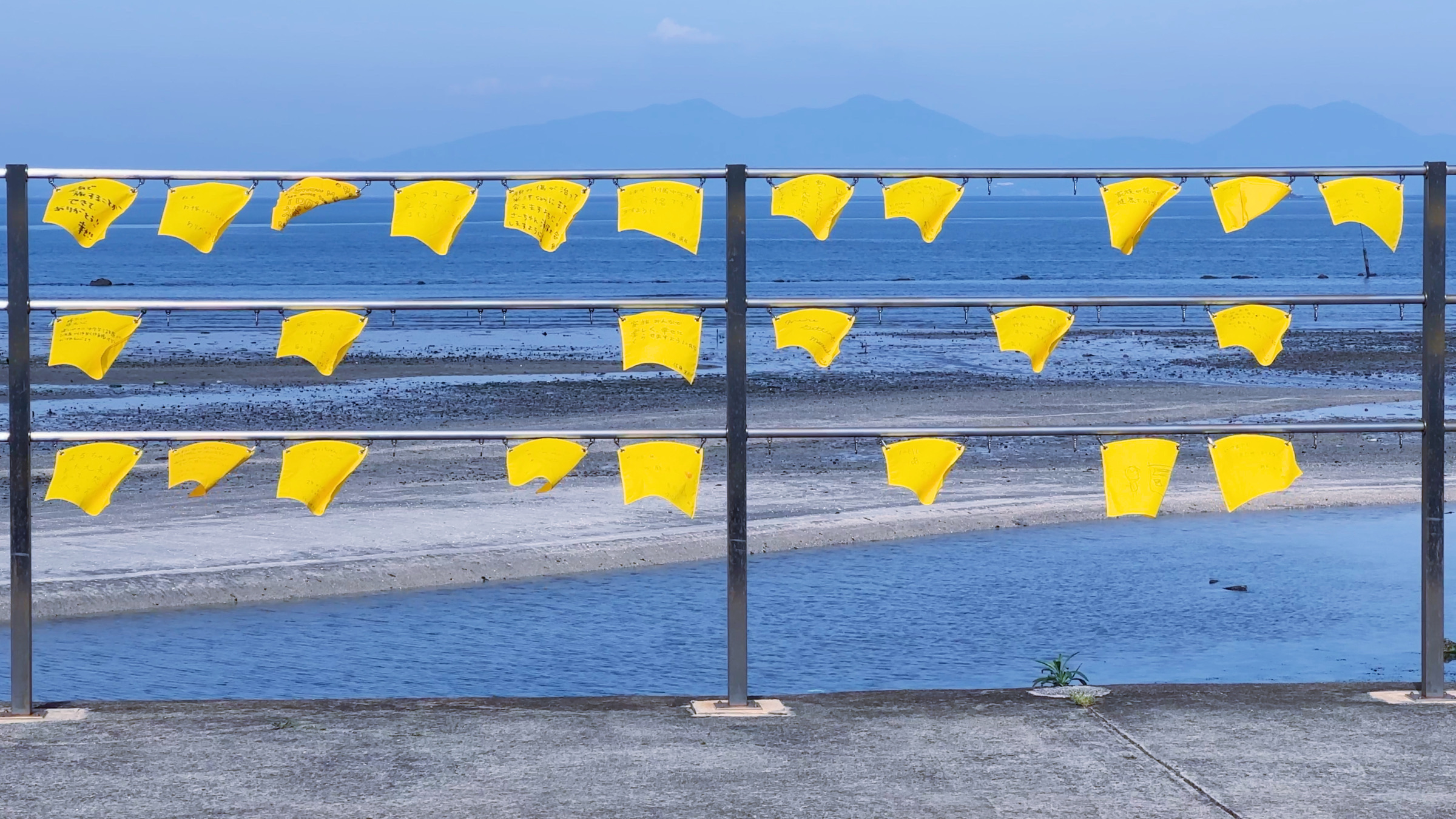 Glückssymbol: Die gelben Tücher im Wind.